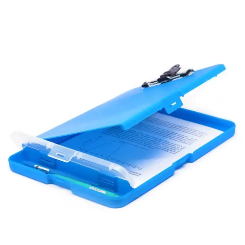 Tabla de inventario con caja y portalápices